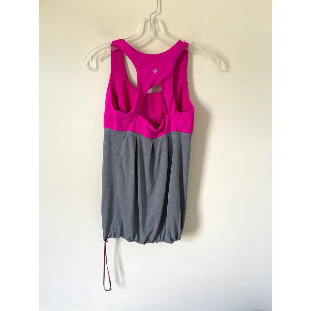 Lululemon Padded Elastic Waist Loose Tank Top Pink Gray Size 4